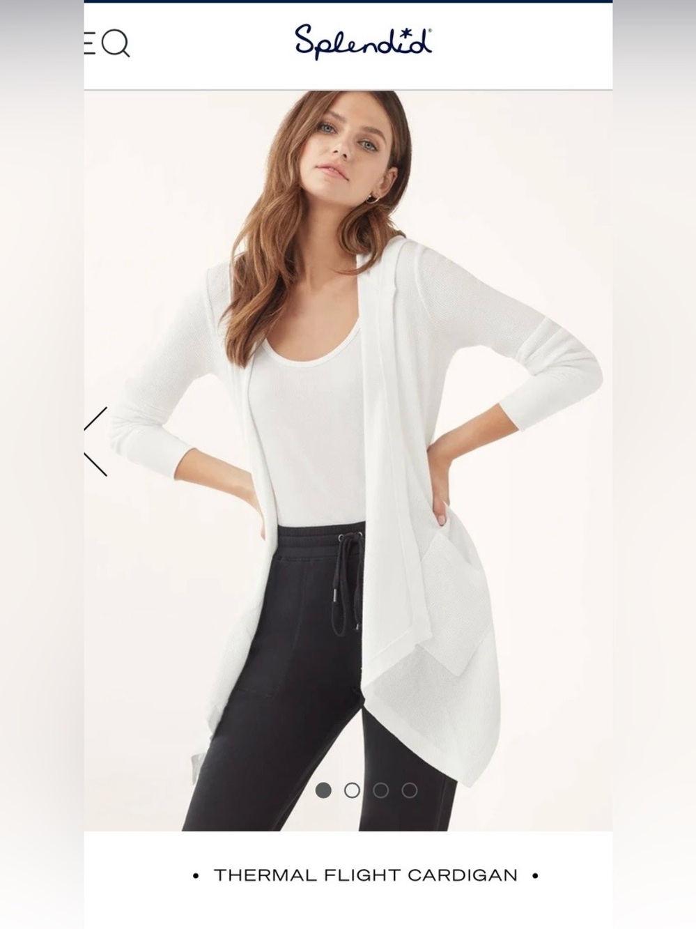 SPLENDID THERMAL FLIGHT CARDIGAN. NWT. WHITE. MEDIUM. Perfect layering piece.